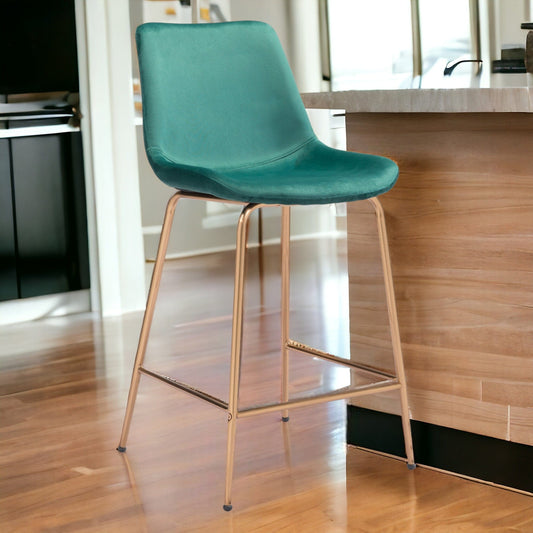 26" Green And Copper Steel Low Back Counter Height Bar Chair - Homeroots