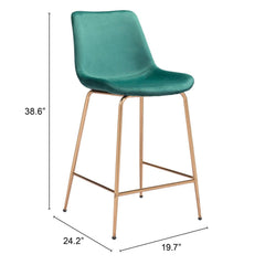 26" Green And Copper Steel Low Back Counter Height Bar Chair - Homeroots