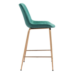 26" Green And Copper Steel Low Back Counter Height Bar Chair - Homeroots