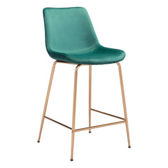26" Green And Copper Steel Low Back Counter Height Bar Chair - Homeroots