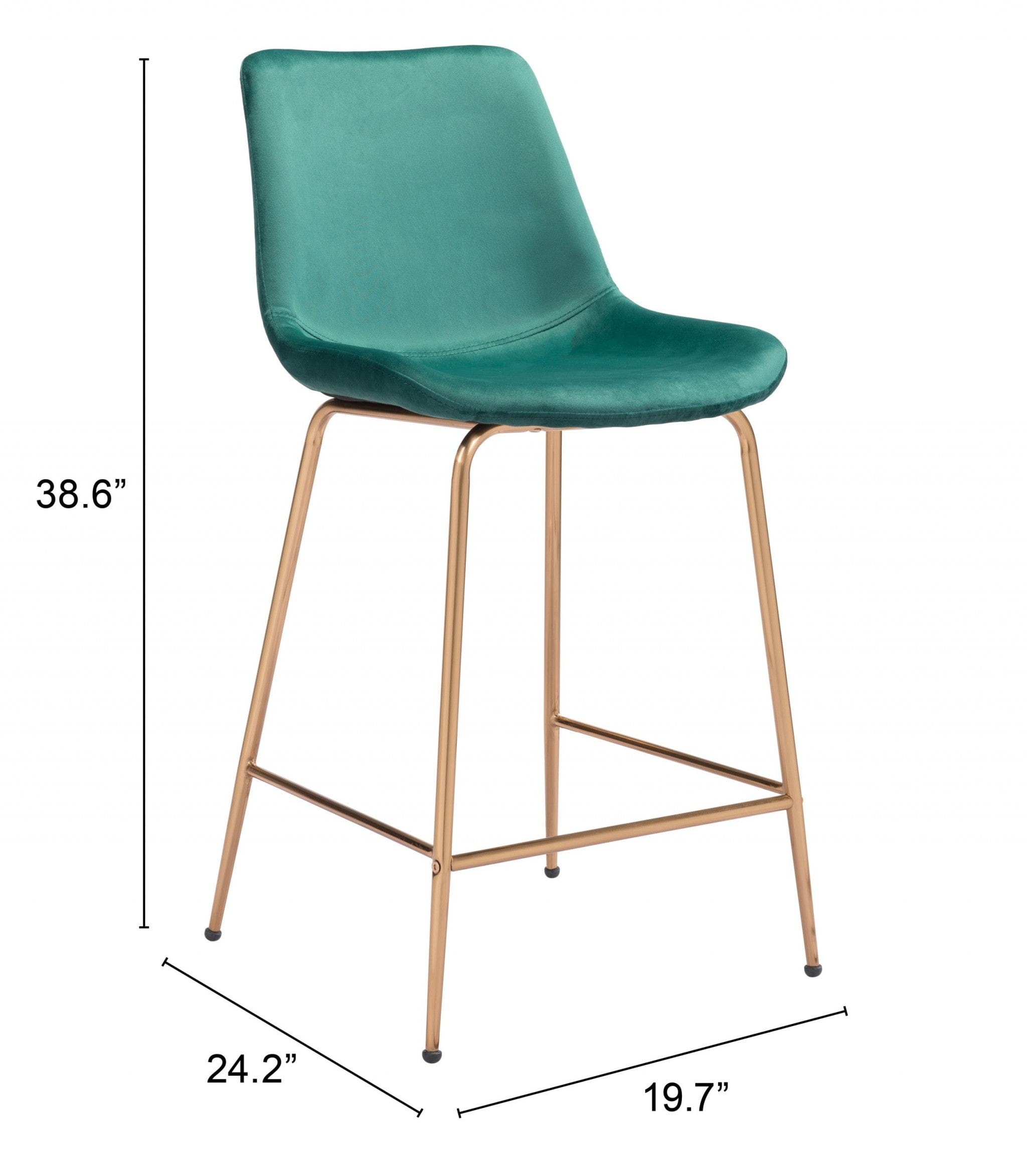 26" Green And Copper Steel Low Back Counter Height Bar Chair - Homeroots