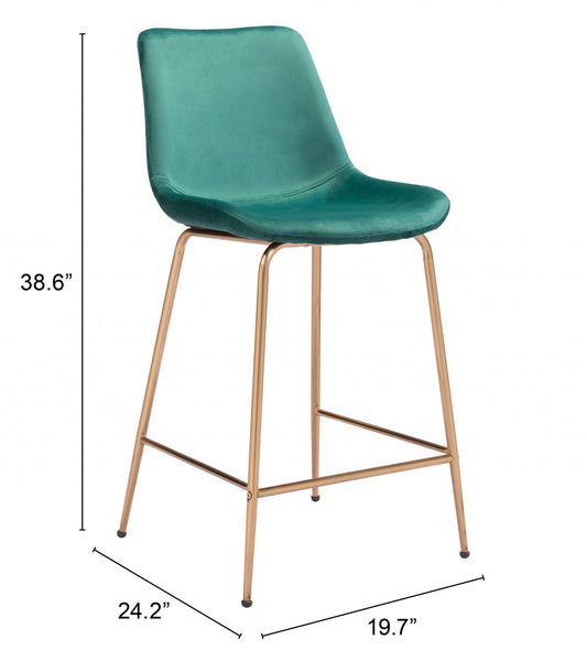 26" Green And Copper Steel Low Back Counter Height Bar Chair - Homeroots