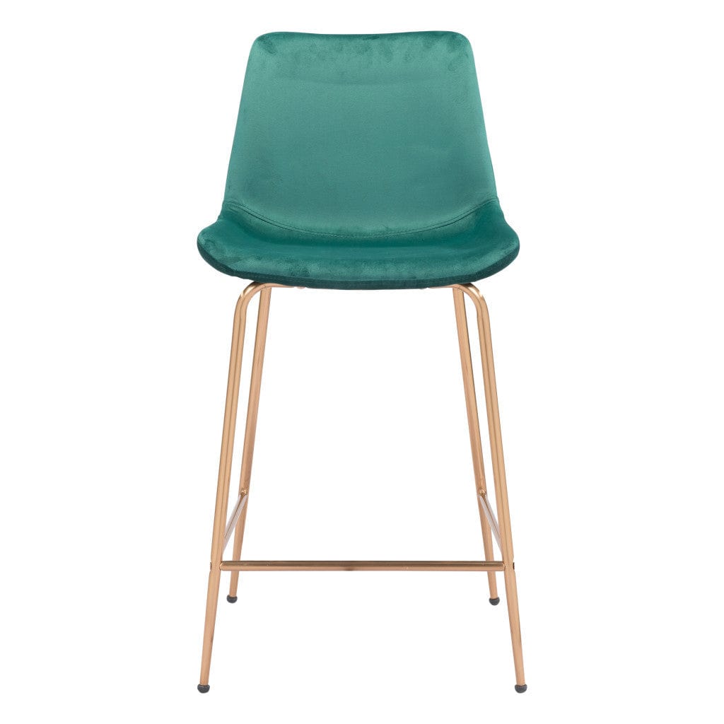 26" Green And Copper Steel Low Back Counter Height Bar Chair - Homeroots