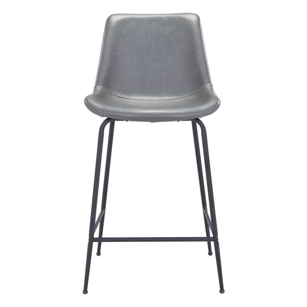 26" Gray And Black Steel Low Back Counter Height Bar Chair - Homeroots - Flyclothing LLC
