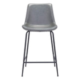 26" Gray And Black Steel Low Back Counter Height Bar Chair - Homeroots - Flyclothing LLC