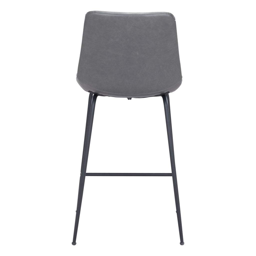 26" Gray And Black Steel Low Back Counter Height Bar Chair - Homeroots - Flyclothing LLC