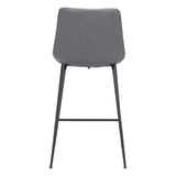 26" Gray And Black Steel Low Back Counter Height Bar Chair - Homeroots - Flyclothing LLC