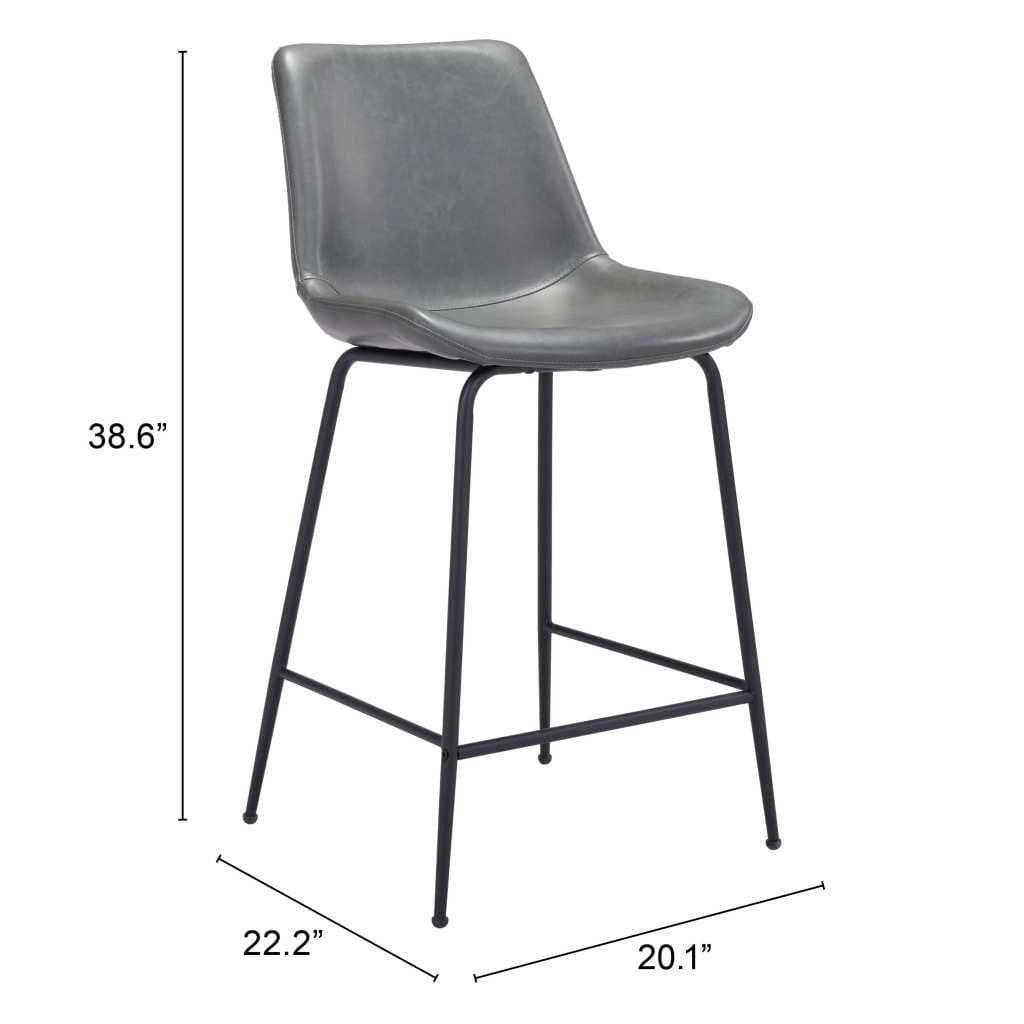 26" Gray And Black Steel Low Back Counter Height Bar Chair - Homeroots - Flyclothing LLC