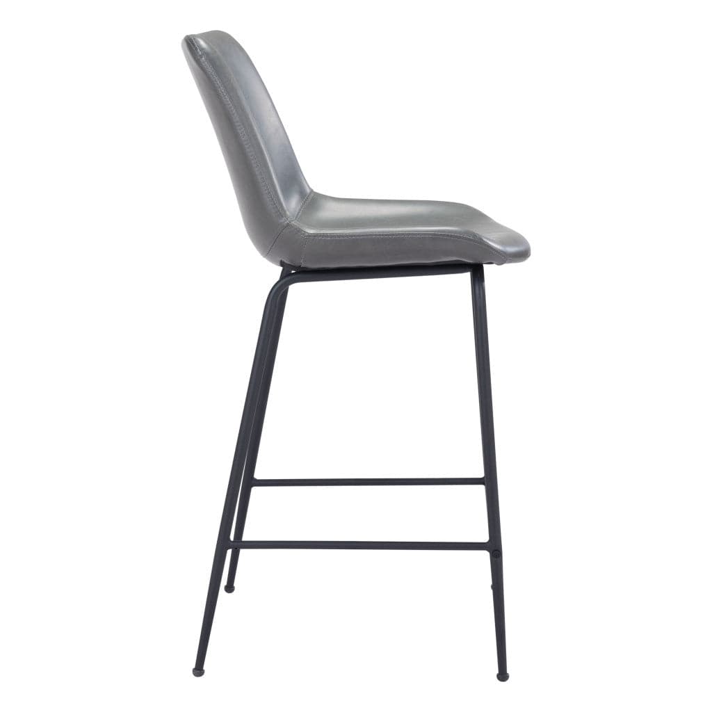 26" Gray And Black Steel Low Back Counter Height Bar Chair - Homeroots - Flyclothing LLC