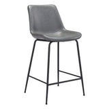 26" Gray And Black Steel Low Back Counter Height Bar Chair - Homeroots - Flyclothing LLC