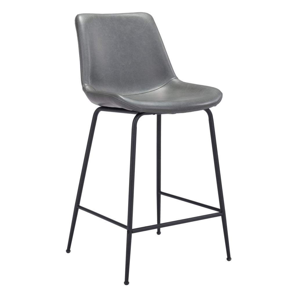 26" Gray And Black Steel Low Back Counter Height Bar Chair - Homeroots - Flyclothing LLC