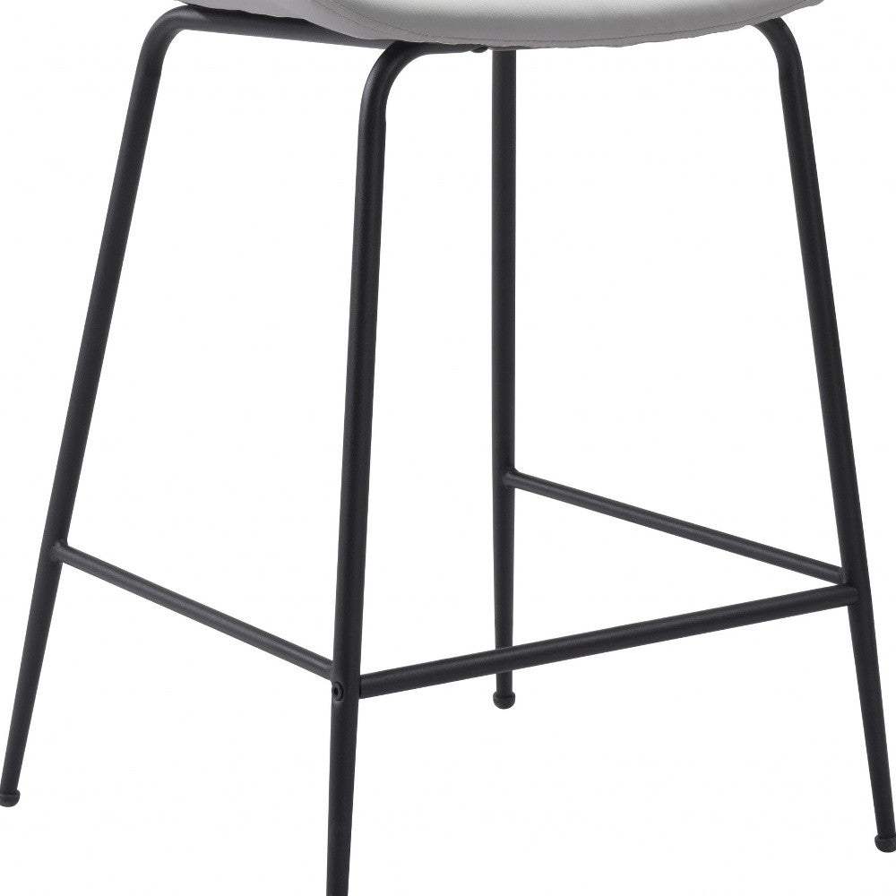 26" White And Black Steel Low Back Counter Height Bar Chair - Homeroots - Flyclothing LLC
