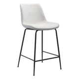 26" White And Black Steel Low Back Counter Height Bar Chair - Homeroots - Flyclothing LLC