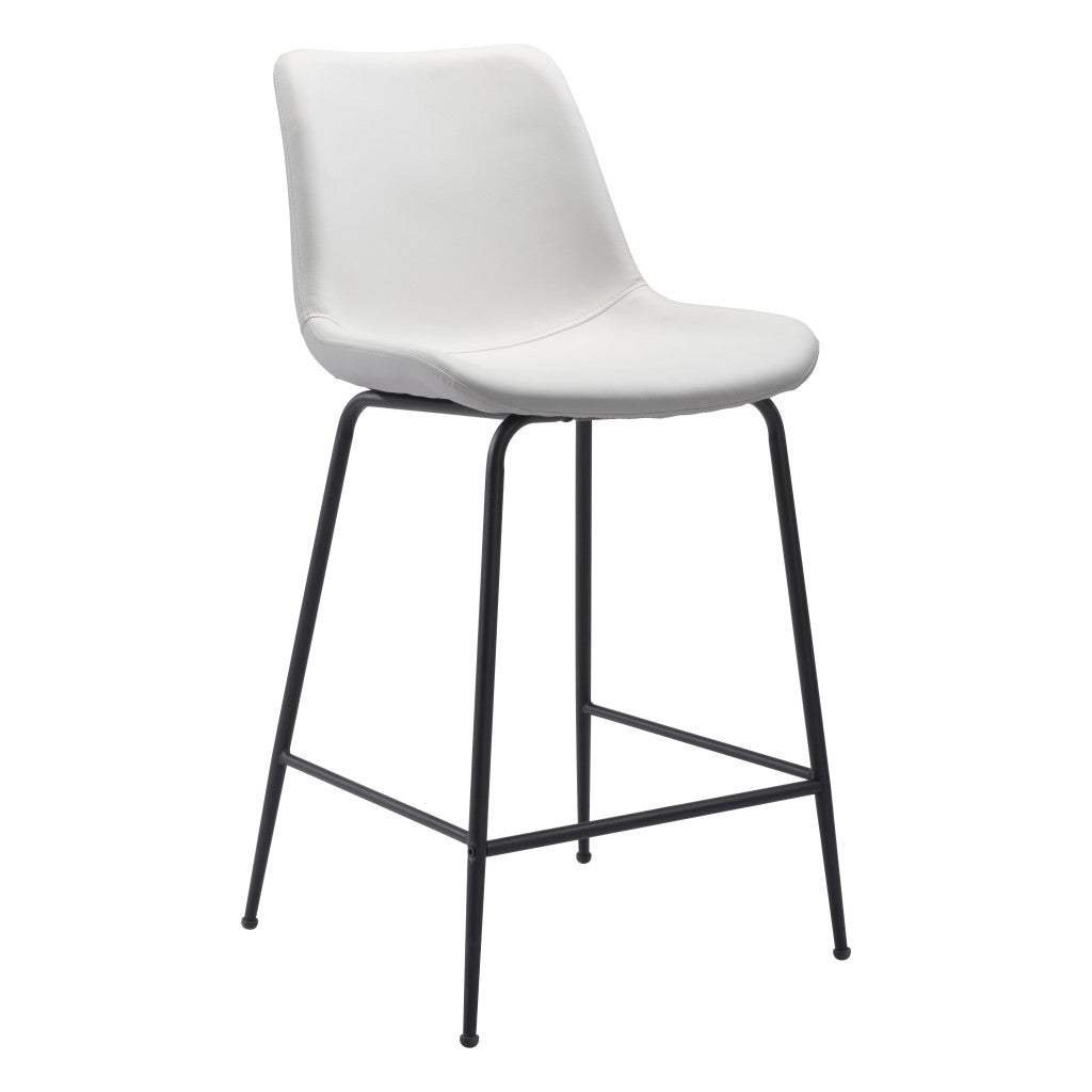 26" White And Black Steel Low Back Counter Height Bar Chair - Homeroots - Flyclothing LLC