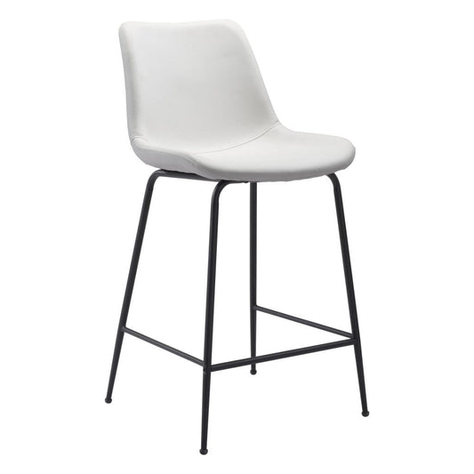 26" White And Black Steel Low Back Counter Height Bar Chair - Homeroots