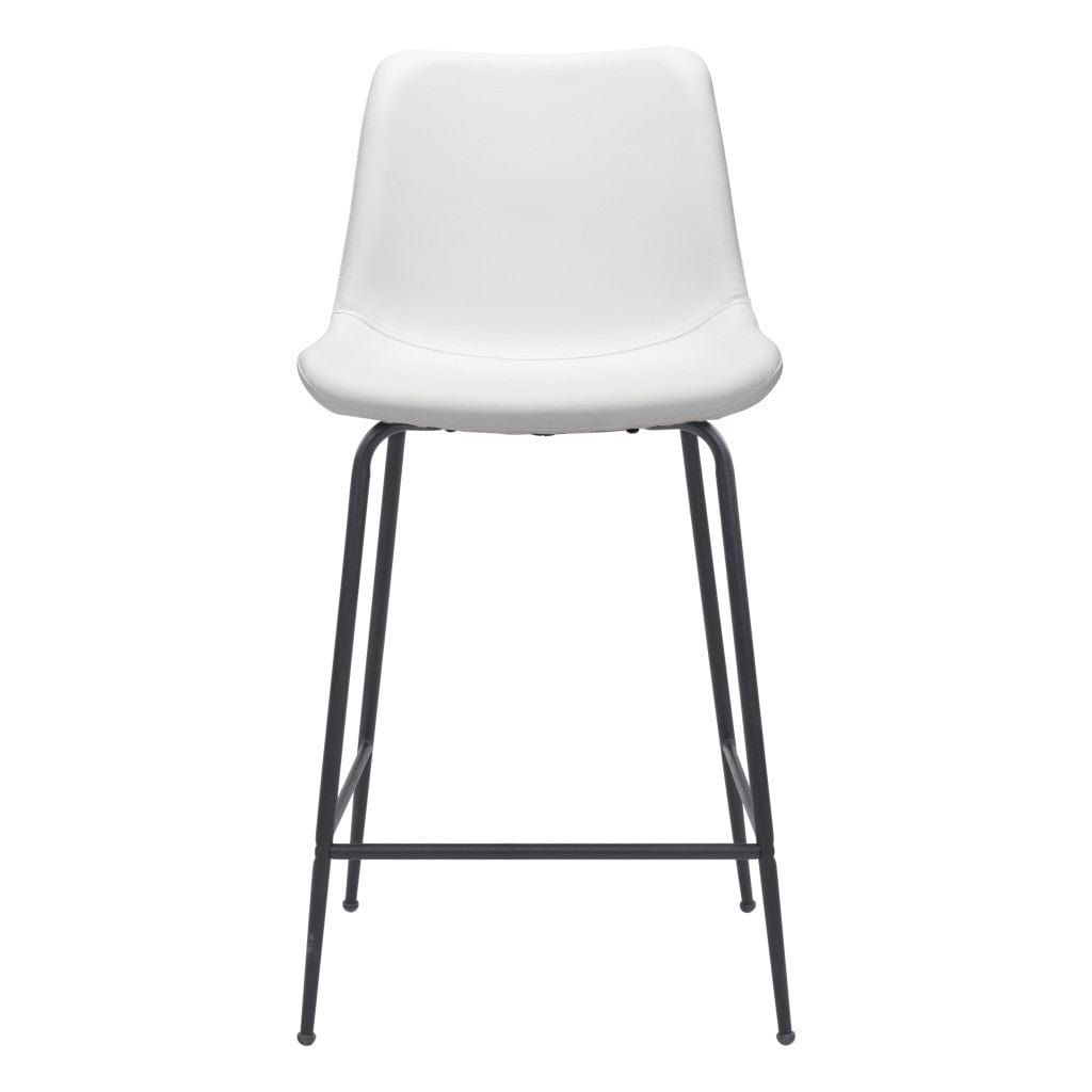 26" White And Black Steel Low Back Counter Height Bar Chair - Homeroots - Flyclothing LLC