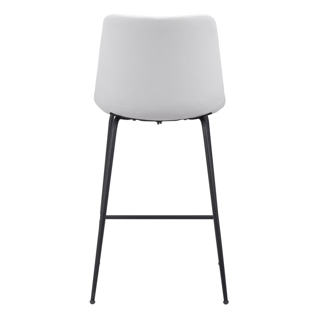26" White And Black Steel Low Back Counter Height Bar Chair - Homeroots