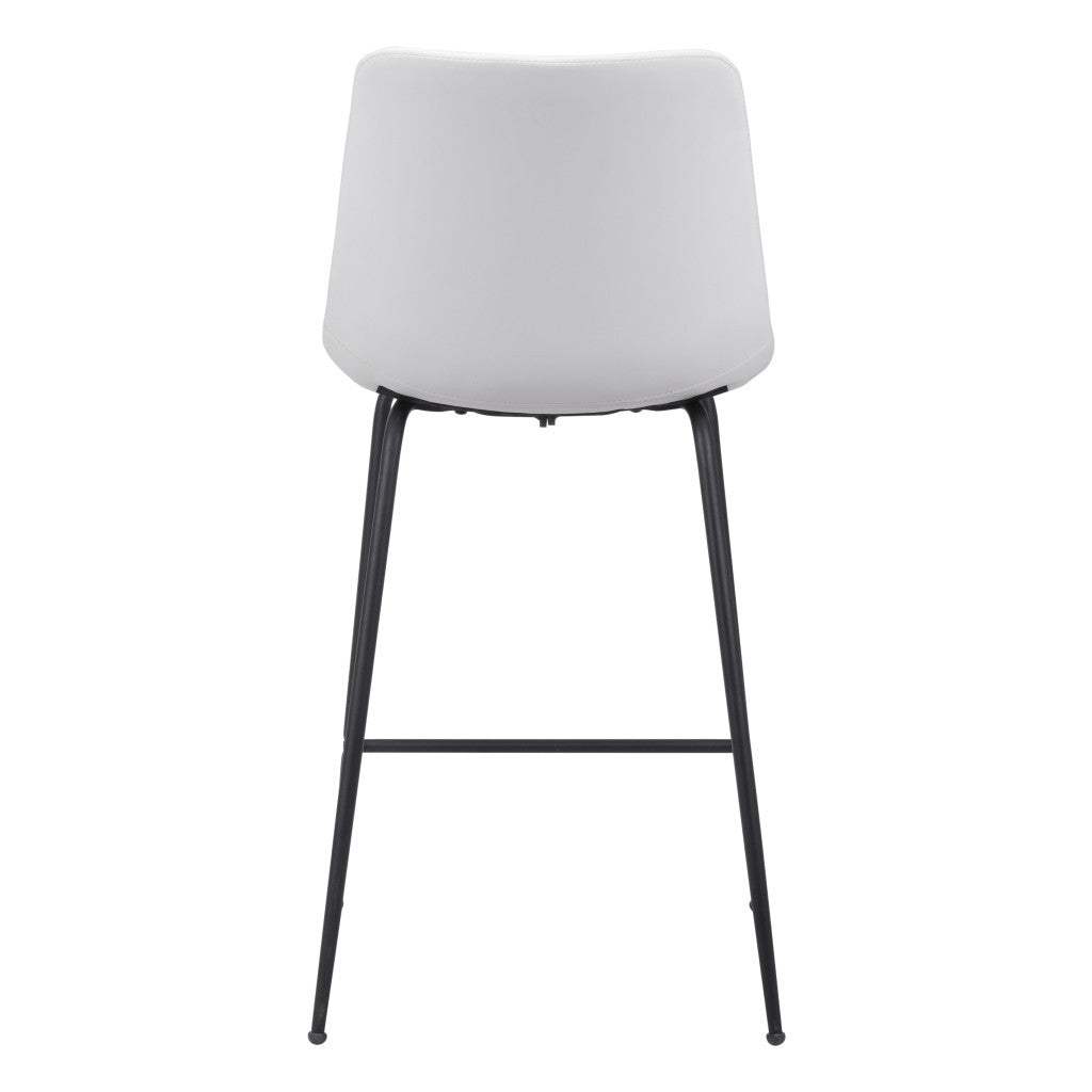 26" White And Black Steel Low Back Counter Height Bar Chair - Homeroots - Flyclothing LLC