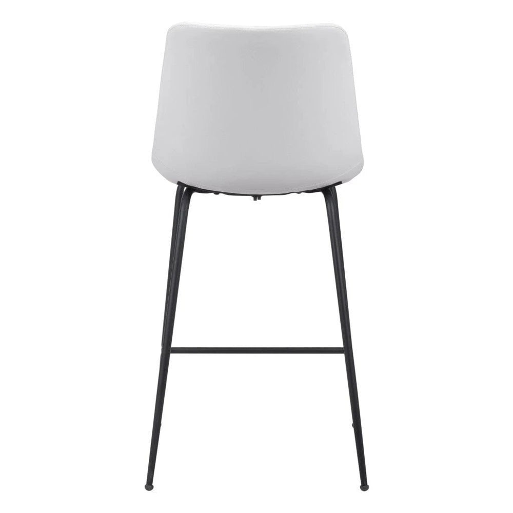 26" White And Black Steel Low Back Counter Height Bar Chair - Homeroots