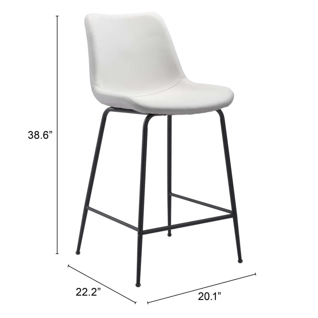 26" White And Black Steel Low Back Counter Height Bar Chair - Homeroots - Flyclothing LLC