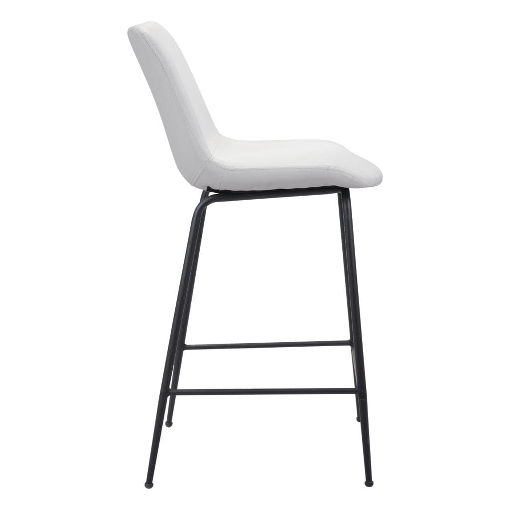26" White And Black Steel Low Back Counter Height Bar Chair - Homeroots - Flyclothing LLC