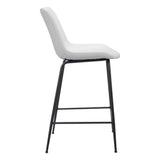 26" White And Black Steel Low Back Counter Height Bar Chair - Homeroots