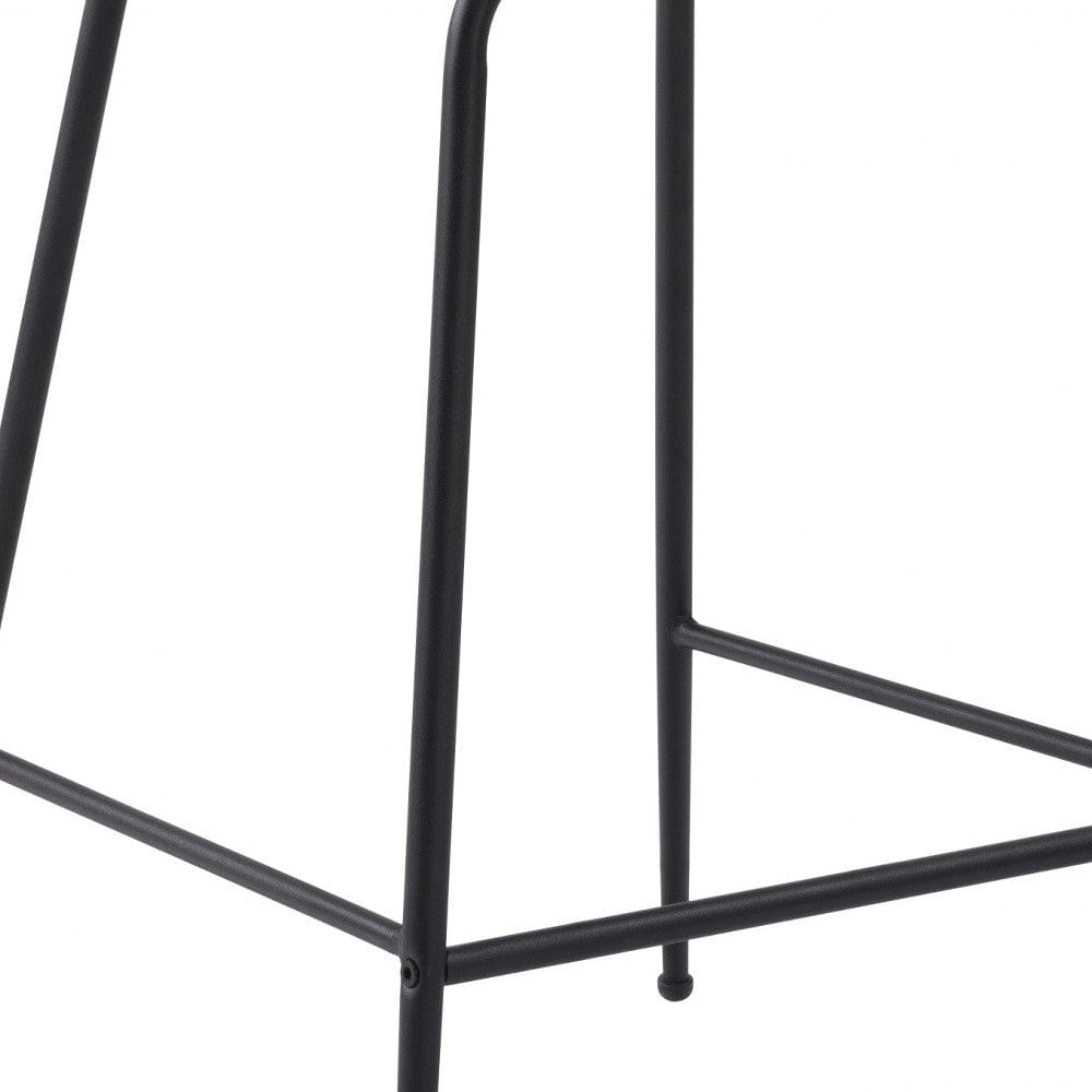 26" White And Black Steel Low Back Counter Height Bar Chair - Homeroots