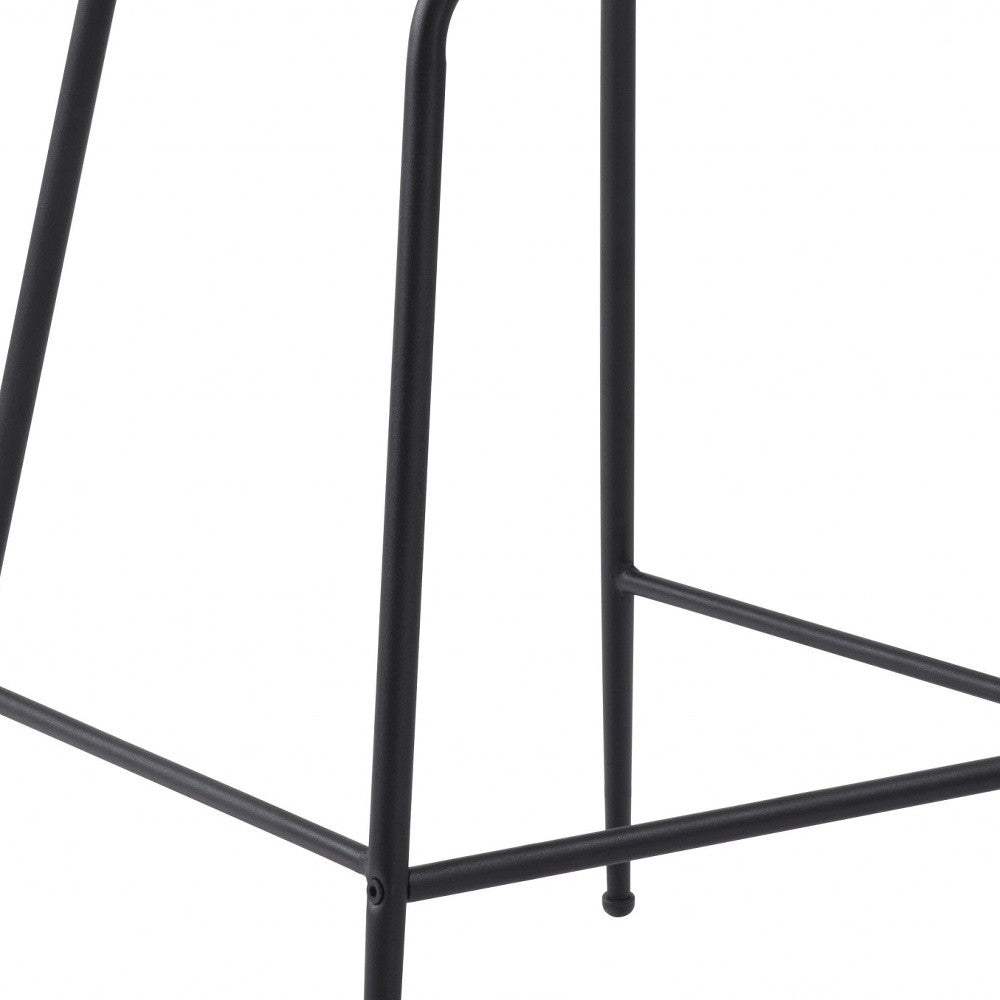 26" White And Black Steel Low Back Counter Height Bar Chair - Homeroots - Flyclothing LLC