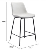 26" White And Black Steel Low Back Counter Height Bar Chair - Homeroots - Flyclothing LLC