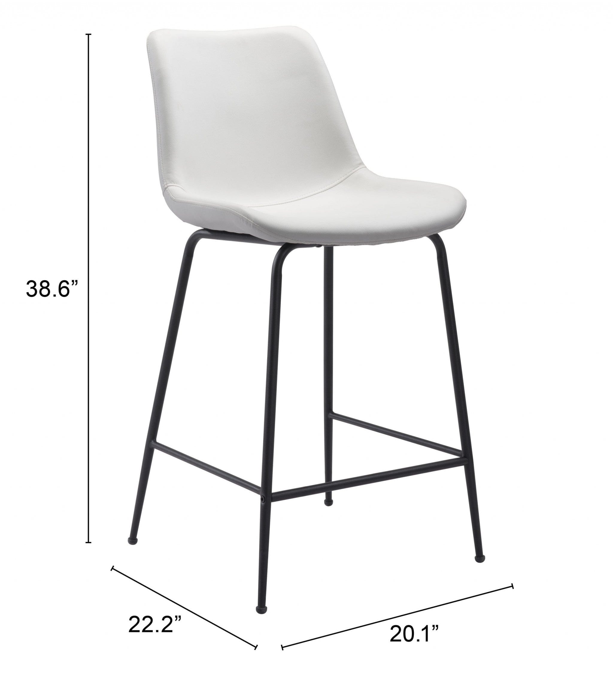 26" White And Black Steel Low Back Counter Height Bar Chair - Homeroots - Flyclothing LLC