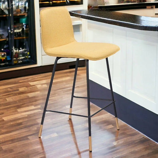 27" Yellow And Black Steel Low Back Counter Height Bar Chair - Homeroots