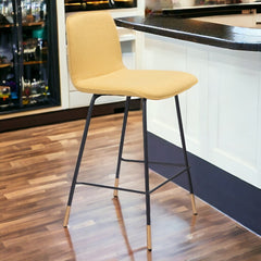 27" Yellow And Black Steel Low Back Counter Height Bar Chair - Homeroots