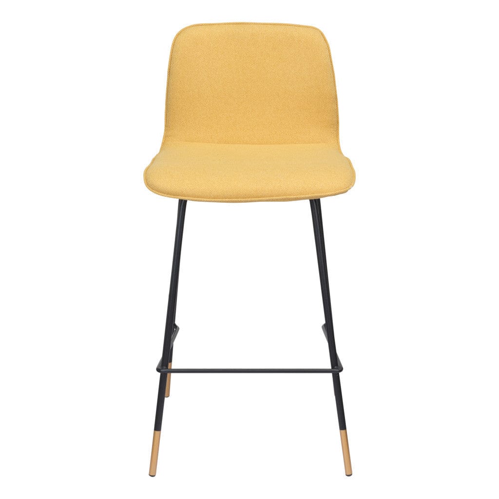 27" Yellow And Black Steel Low Back Counter Height Bar Chair - Homeroots