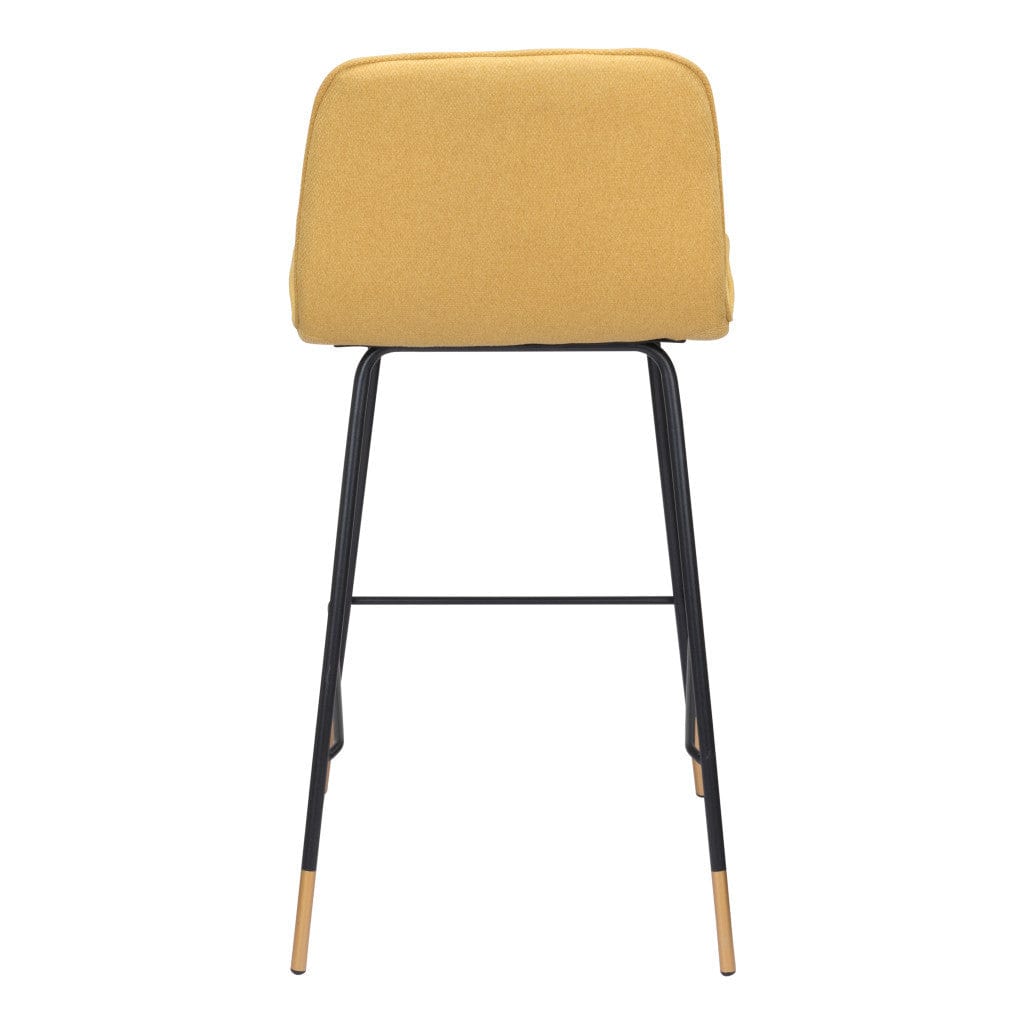 27" Yellow And Black Steel Low Back Counter Height Bar Chair - Homeroots