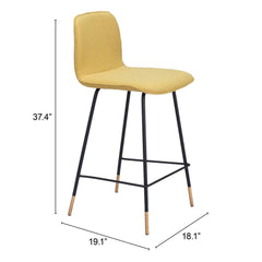 27" Yellow And Black Steel Low Back Counter Height Bar Chair - Homeroots