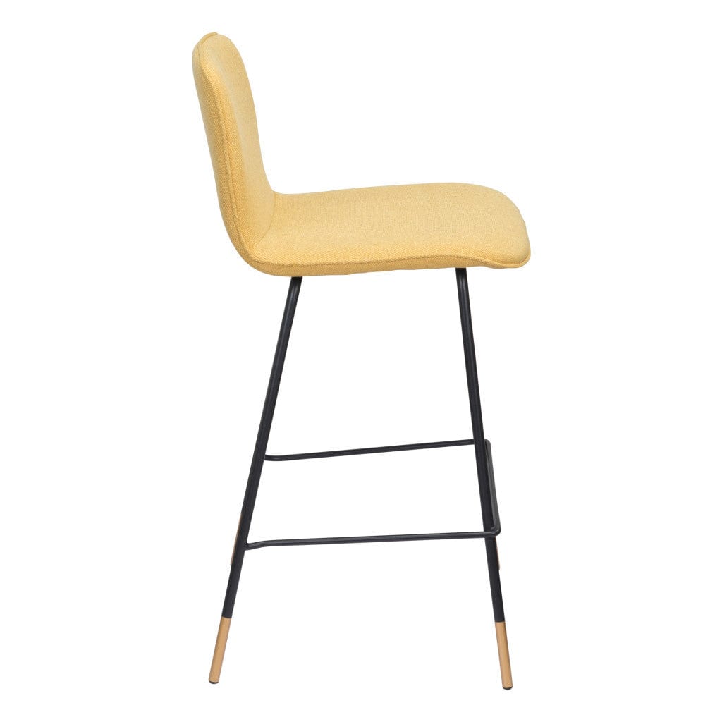 27" Yellow And Black Steel Low Back Counter Height Bar Chair - Homeroots