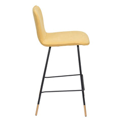 27" Yellow And Black Steel Low Back Counter Height Bar Chair - Homeroots