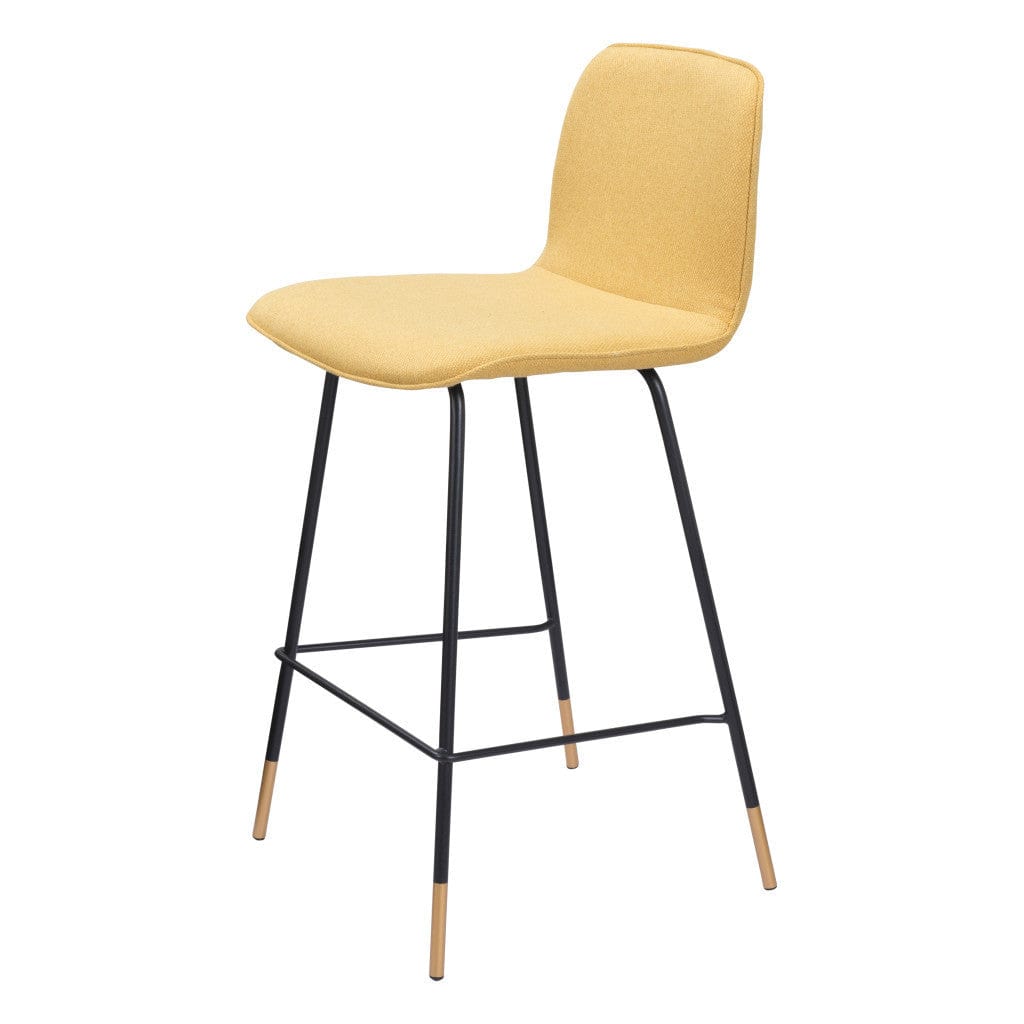 27" Yellow And Black Steel Low Back Counter Height Bar Chair - Homeroots