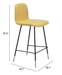 27" Yellow And Black Steel Low Back Counter Height Bar Chair - Homeroots