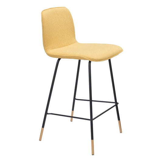 27" Yellow And Black Steel Low Back Counter Height Bar Chair - Homeroots