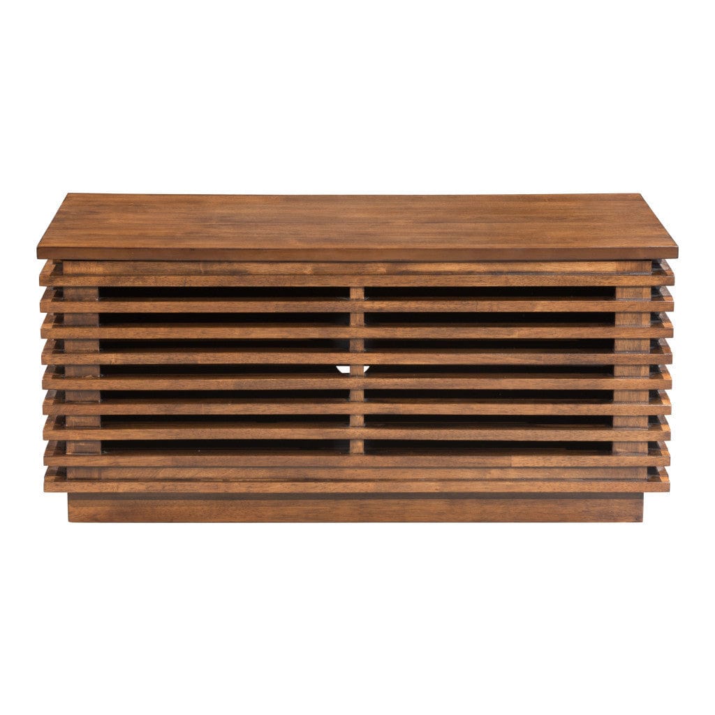 35" Walnut Mdf Cabinet_Enclosed Storage Entertainment Center - Homeroots