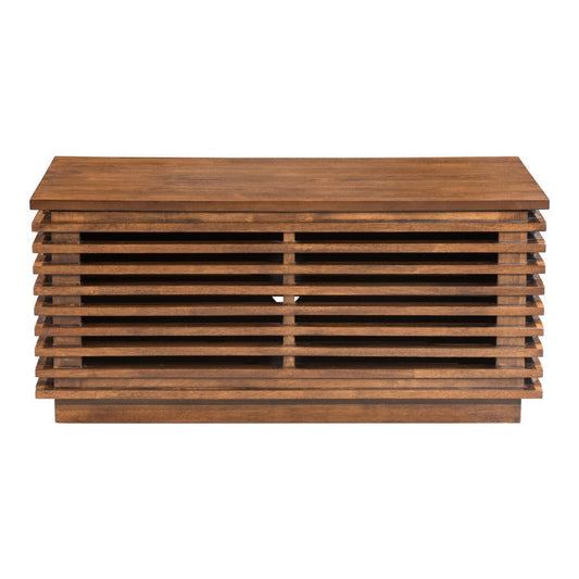 35" Walnut Mdf Cabinet_Enclosed Storage Entertainment Center - Homeroots