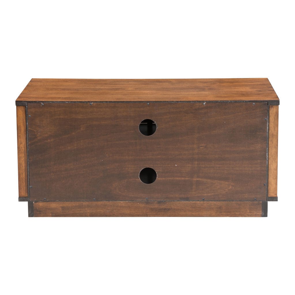 35" Walnut Mdf Cabinet_Enclosed Storage Entertainment Center - Homeroots