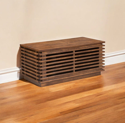 35" Walnut Mdf Cabinet_Enclosed Storage Entertainment Center - Homeroots