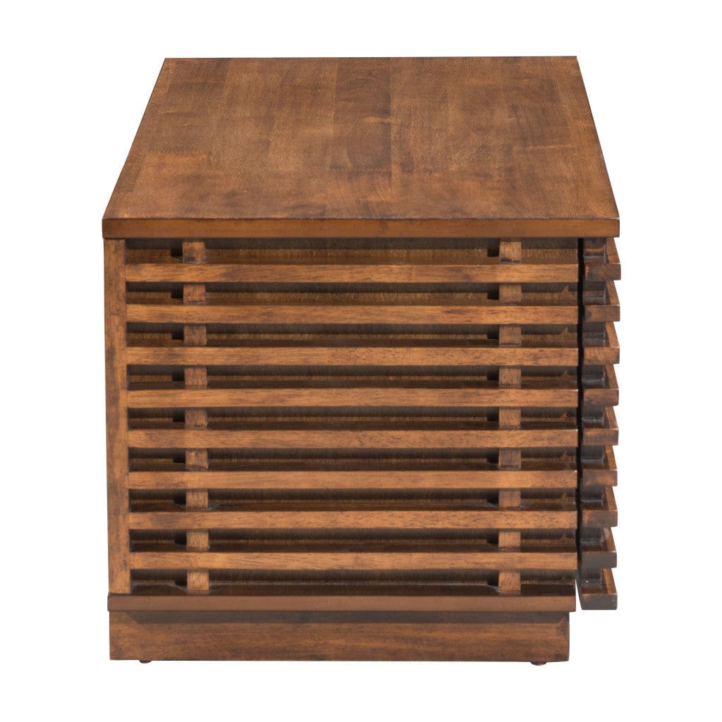 35" Walnut Mdf Cabinet_Enclosed Storage Entertainment Center - Homeroots