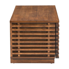 35" Walnut Mdf Cabinet_Enclosed Storage Entertainment Center - Homeroots