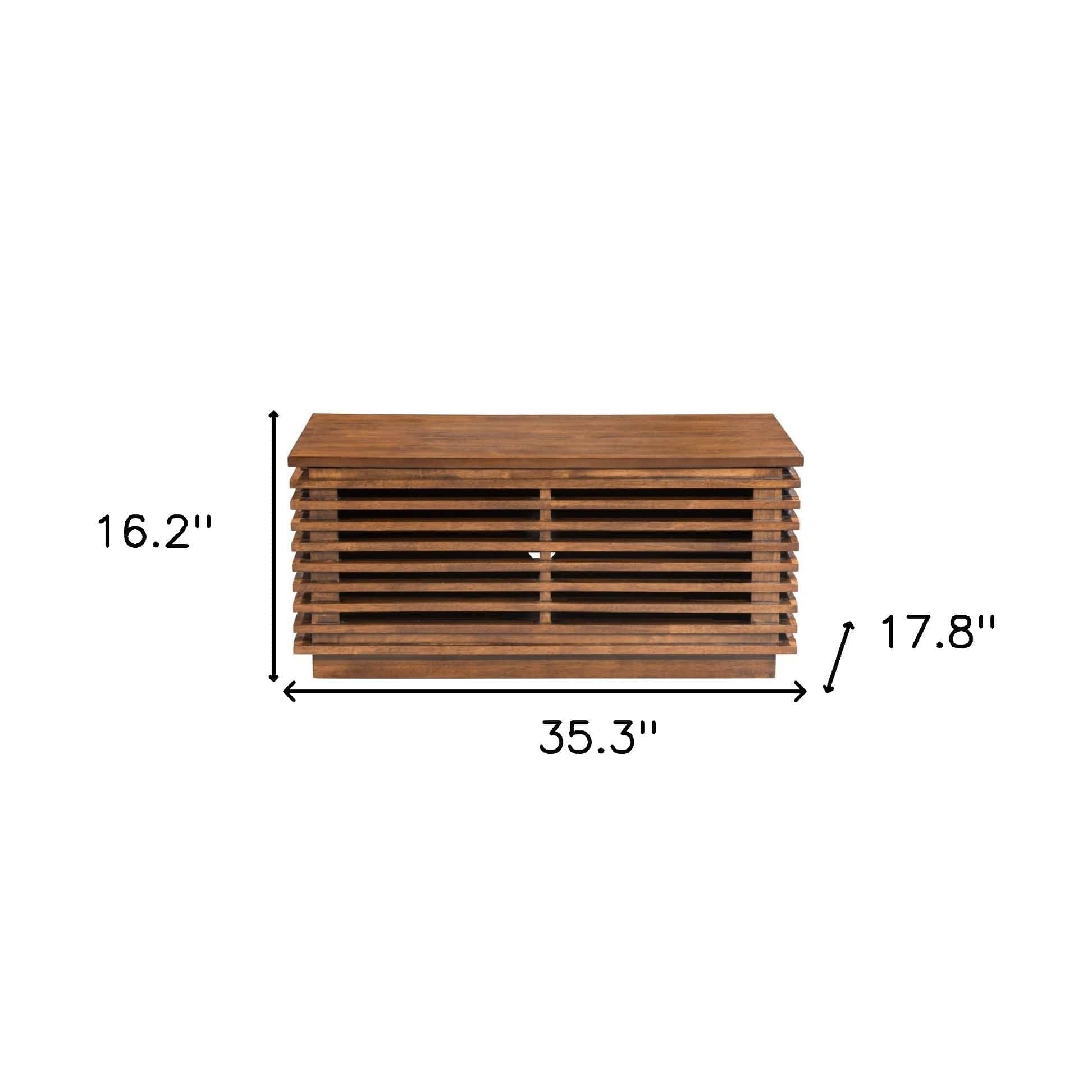 35" Walnut Mdf Cabinet_Enclosed Storage Entertainment Center - Homeroots