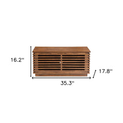 35" Walnut Mdf Cabinet_Enclosed Storage Entertainment Center - Homeroots