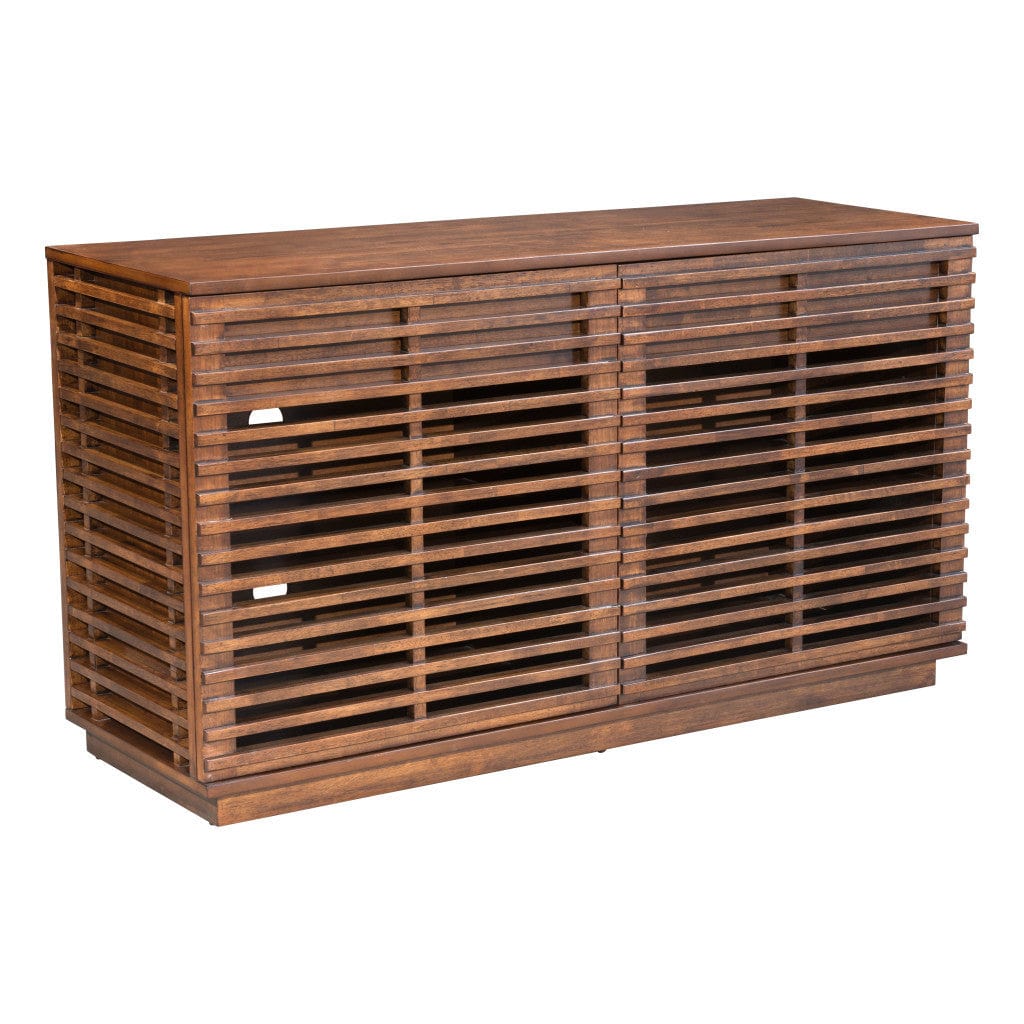 54" Walnut Modern Retro Grooves TV Media Center - Homeroots