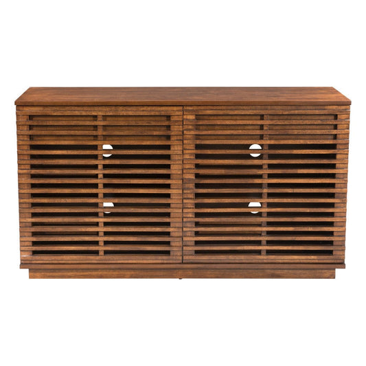 54" Walnut Modern Retro Grooves TV Media Center - Homeroots